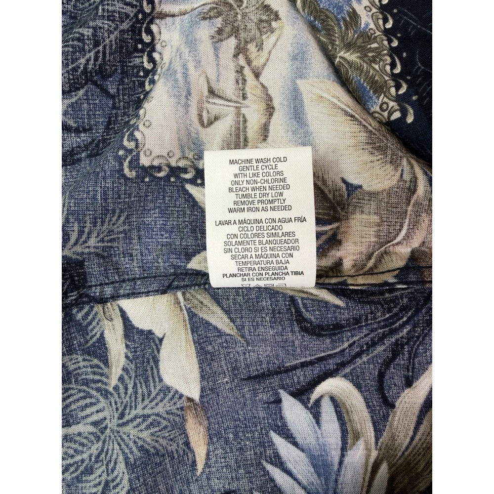 David Taylor Hawaiian Shirt Blue Palms Floral Luau Beach Cruise Camp Size Small - Picture 6 of 6